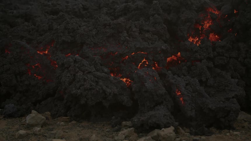 Molten ash and lava with dirt and rocks