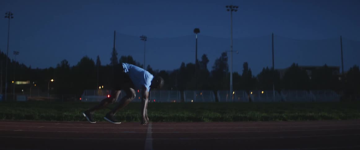 A man sets off and races at night