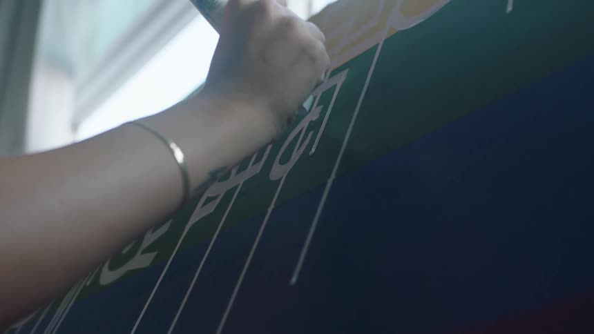A person is drawing shapes on the board