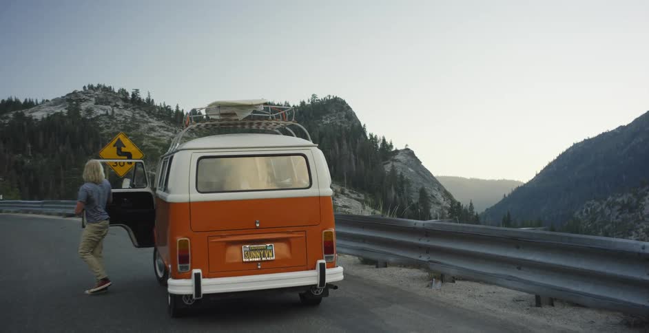 Two people get out of the van