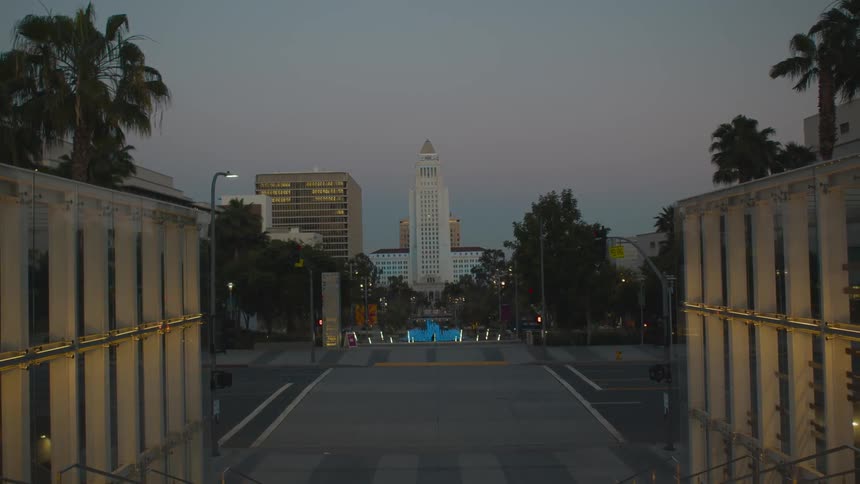Skyline of a city at evening