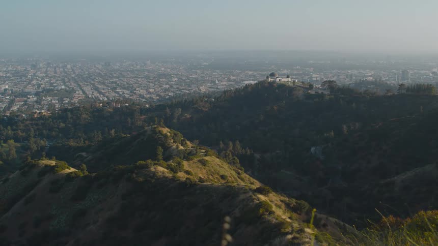 A skyline as seen from the top of a hill