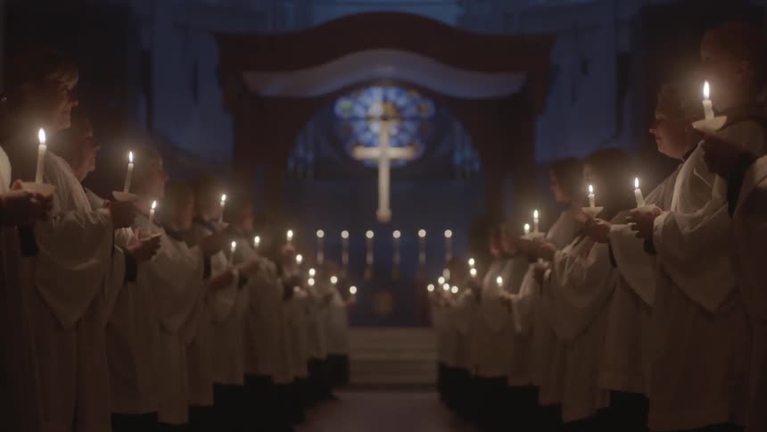 Church members holding candles