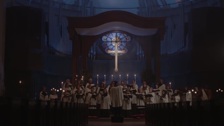 A choir singing in church