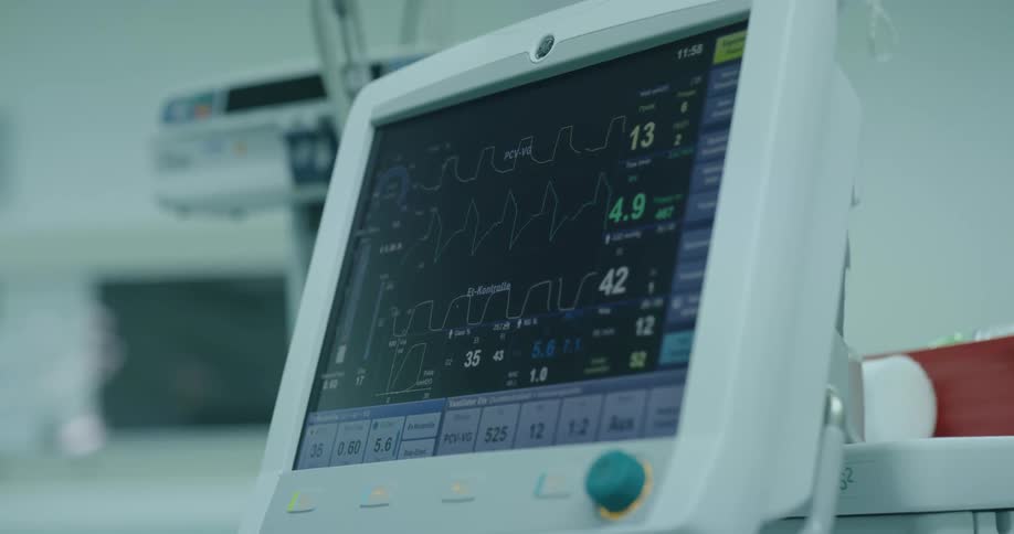 Computer equipment is shown in a hospital