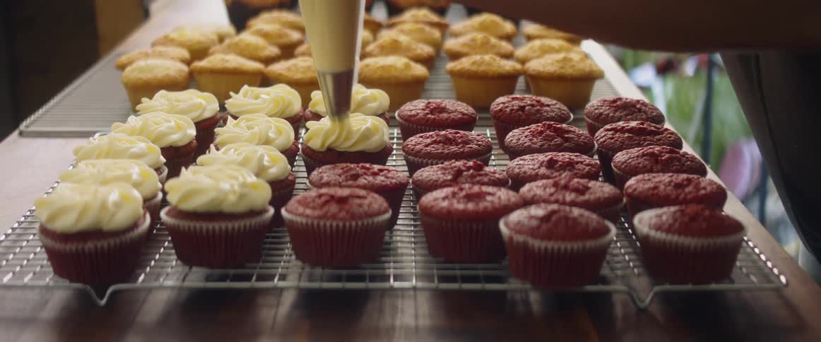Person making cupcakes