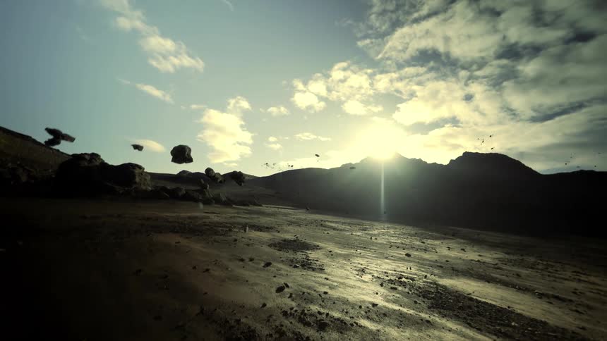 Aerial shot of a cgi planet