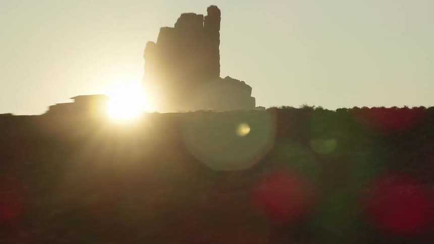A view of a big rock in the desert