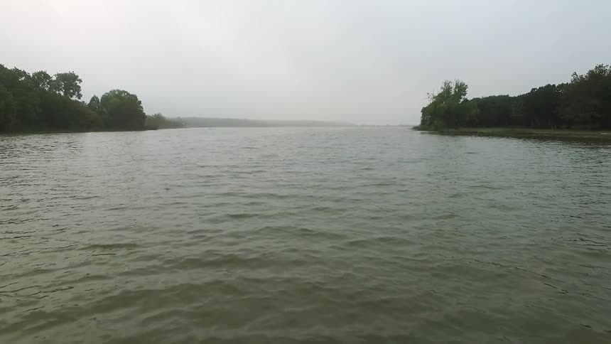 Moving over a wooden dock over the water