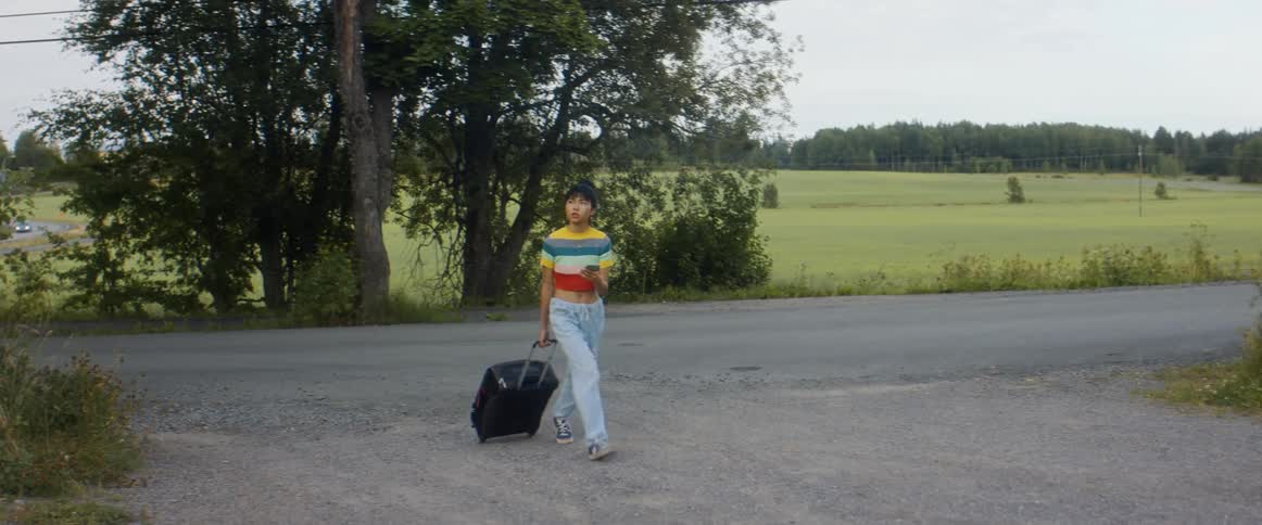 Woman walking outdoors