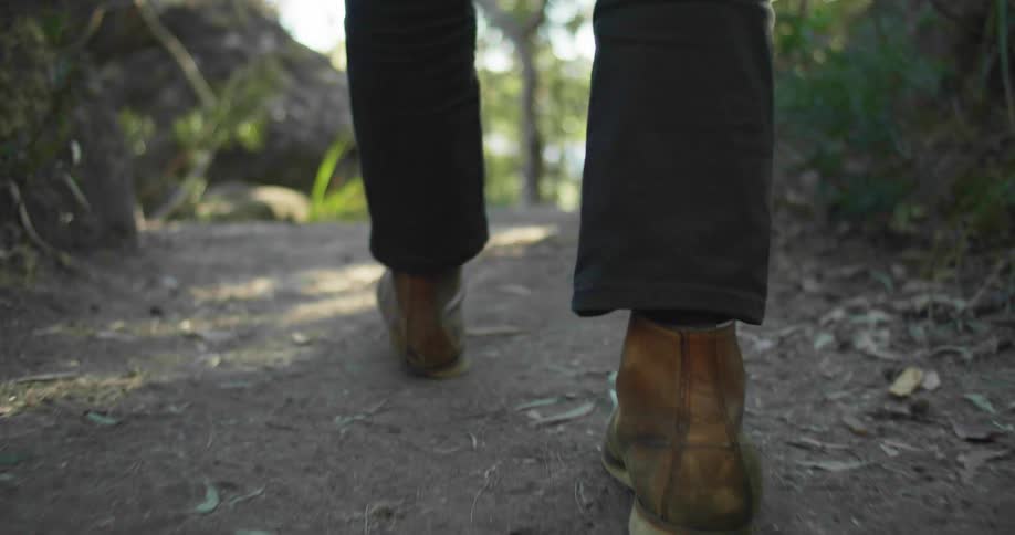 A person walking on a trail