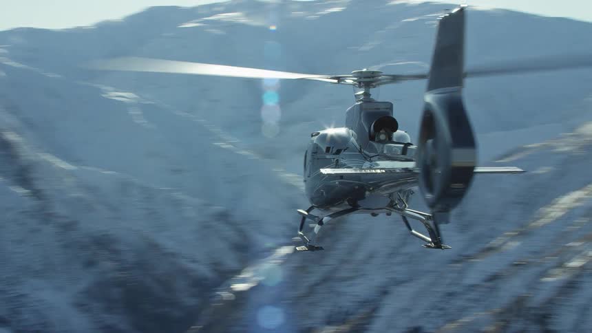 Helicopter in mountains