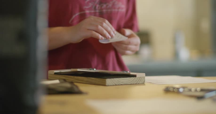 Person applying sticker
