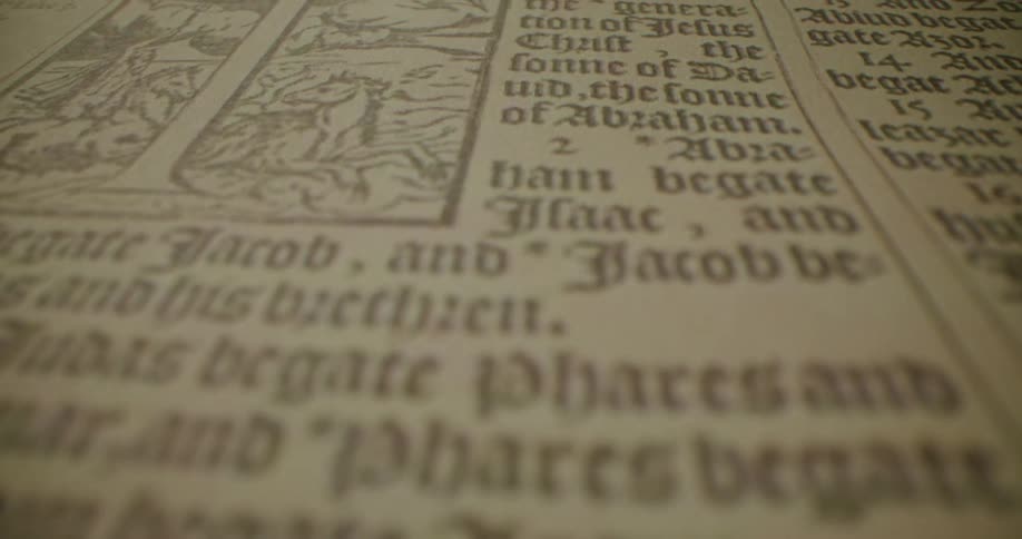 An very close up view of text in a book