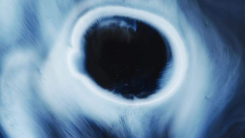 Expanding blue circle flows over white in graphic