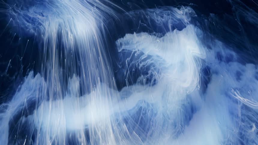 White clouds and streams against deep blue