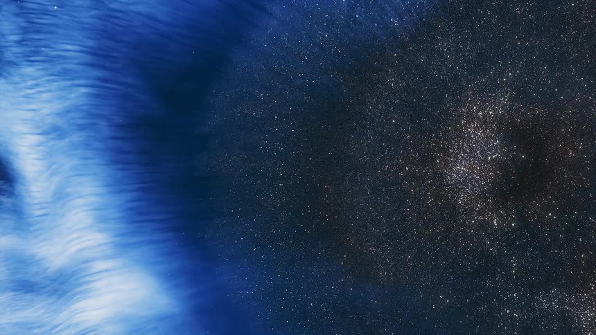 Explosion of glitter in a blue night sky