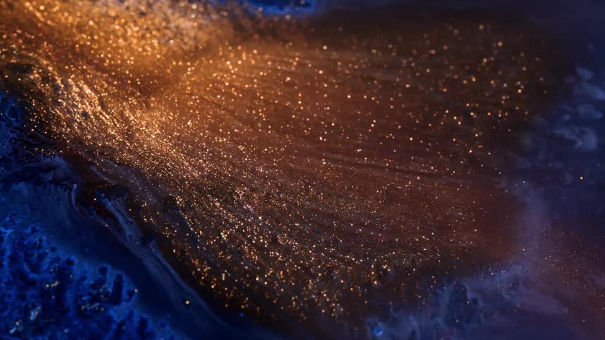 iridecent fluid stream of copper and gold with shimmering texture in organic motion