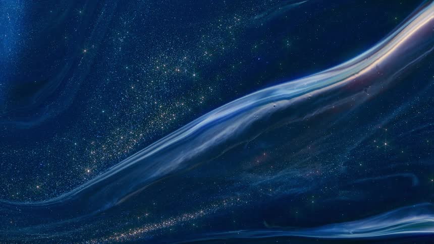 A fantasy scene of white cloudy streaks and shimmering glitter like from another galaxy