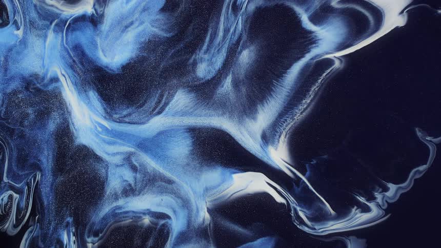 Swirls in shades of light blue and white spread against blue background