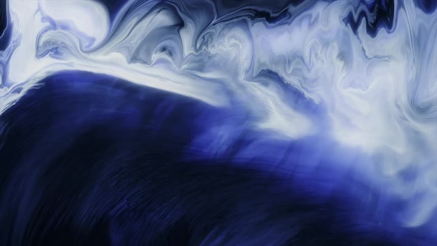 Light blue and white swirls flow across darker blue background