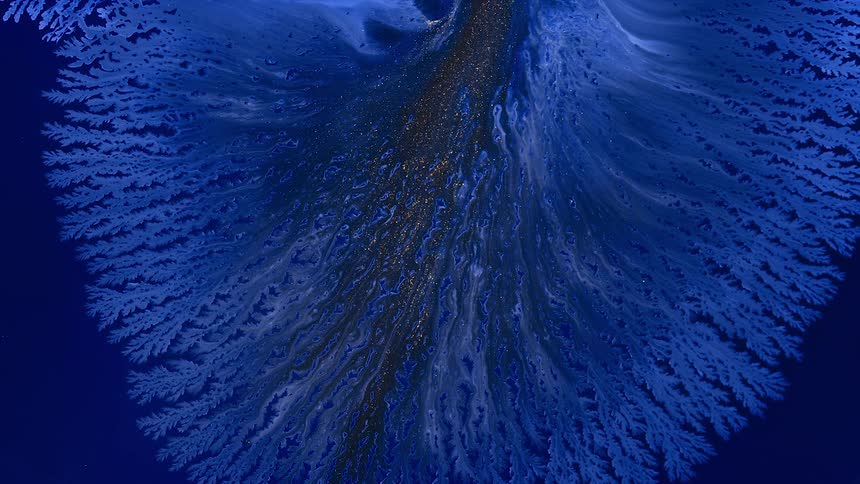 Yellow white and blue colors flow like a river across the scenery