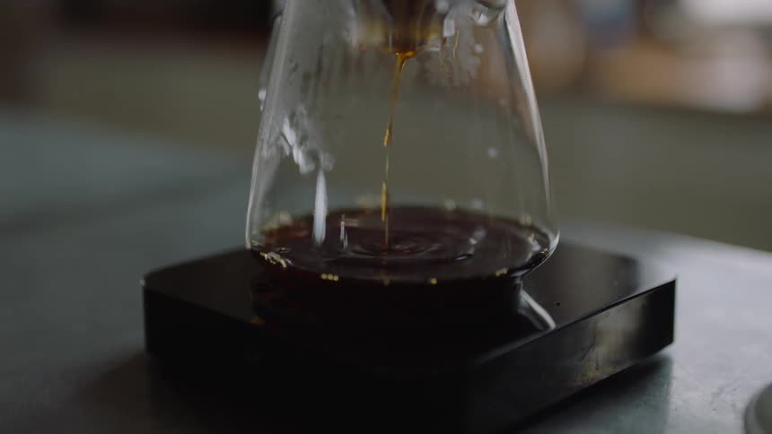 Coffee brewing in a glass carafe