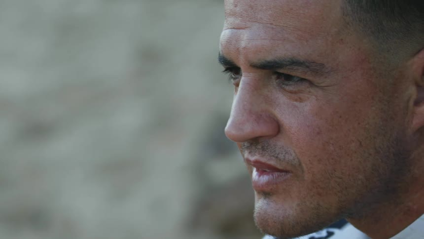 A close up of a man outdoors