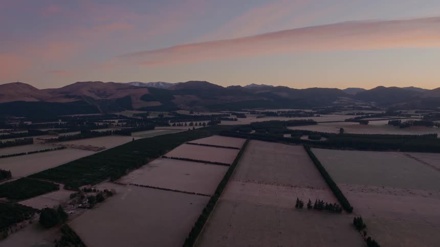 An aerial view of some farm land
