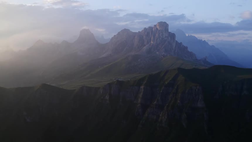 Mist and fog over the mountain range in the early morning hours
