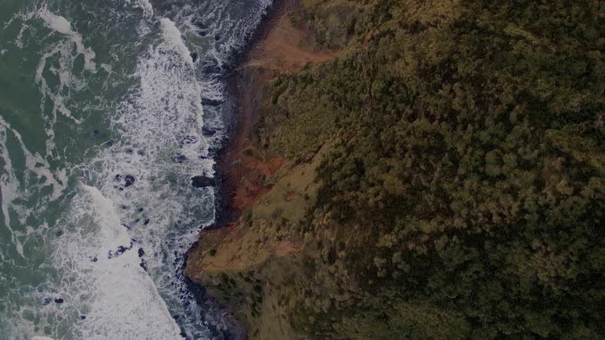 A view of a cliffside on the edge of the ocean
