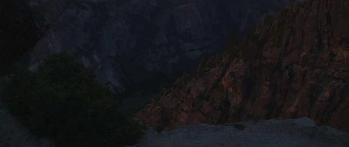 View of a rocky canyon as the sun has gone down