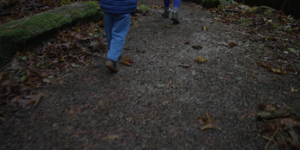 A woman and a child hike in the wilderness
