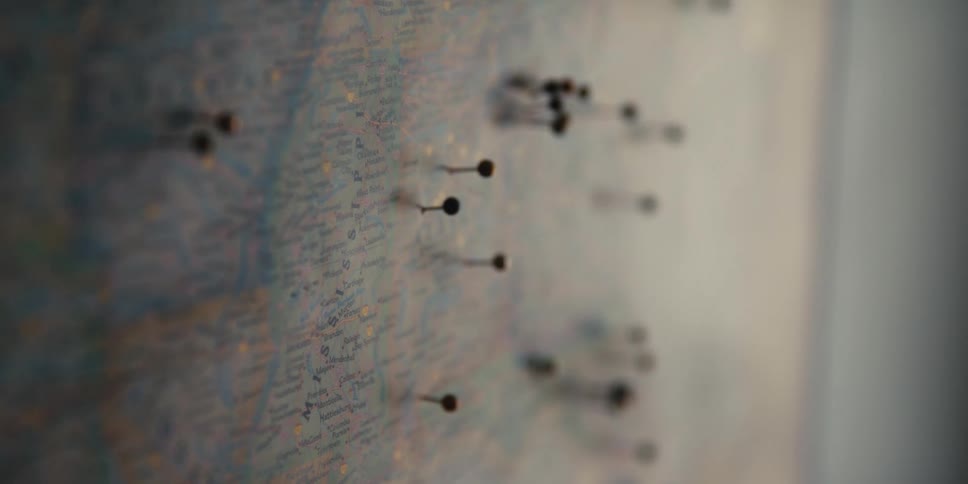 A view of pins in a map