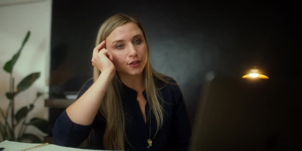 A woman talking to someone