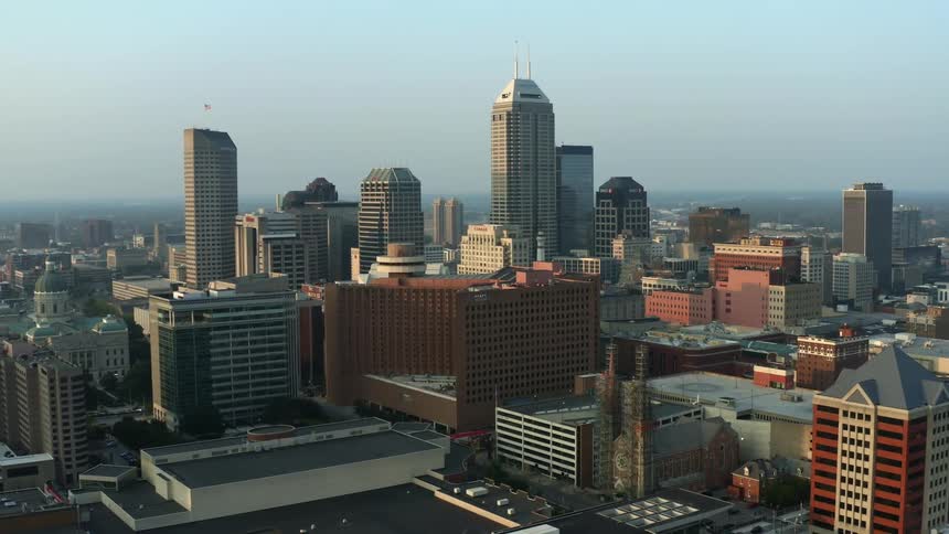 Aerial shot of a city skyline