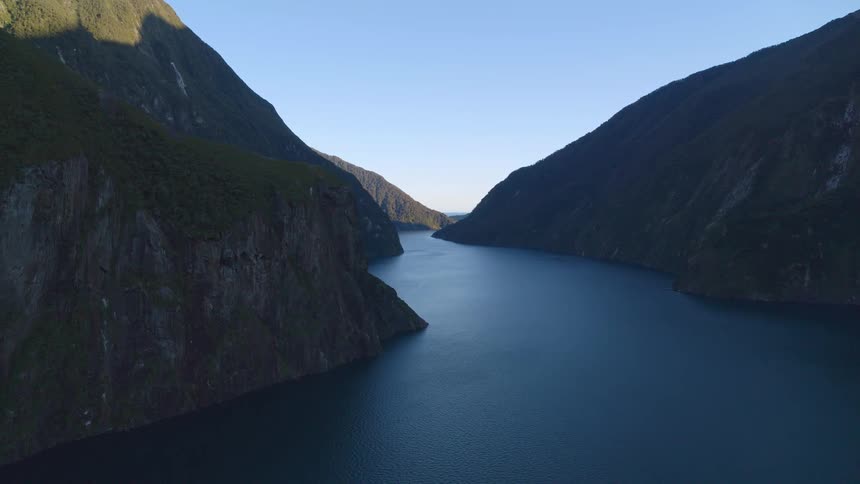 An aerial view of a river running through a canyon