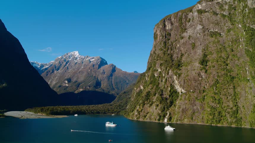 A shot of a water body surrounded by mountains