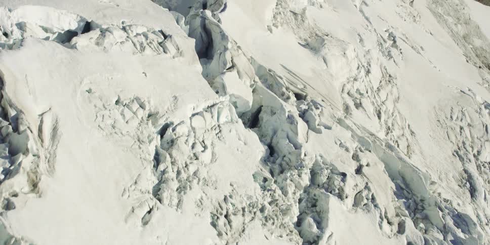 Close up aerial of glaciers in the arctic