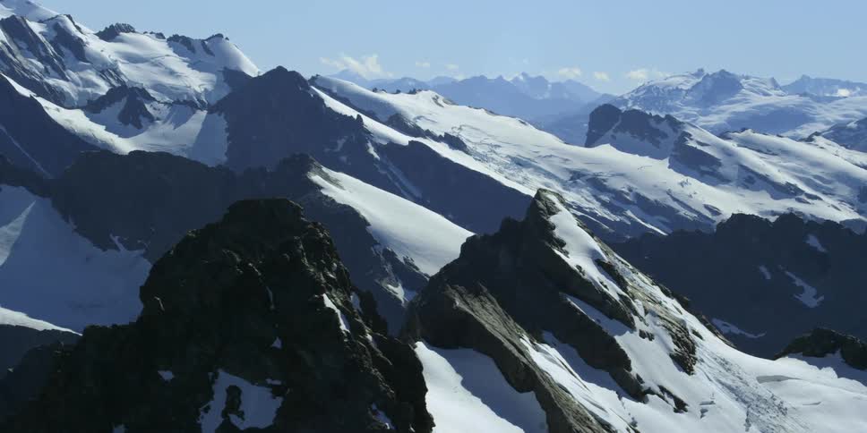 The mountains are covered with snow