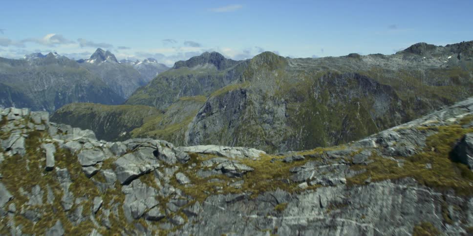 Deep valleys separate mountains in a mountain range
