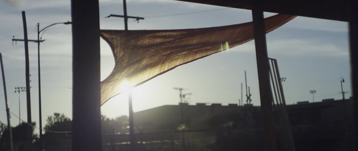 A view of fabric blowing in the wind
