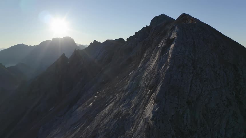 An aerial view of a mountain range
