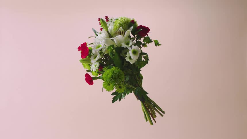 A view of flowers hanging in a studio