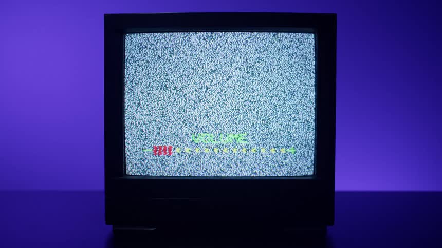 A crt tv showing static