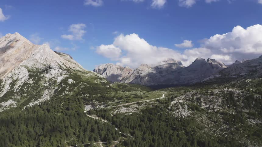 An aerial view of a mountain range