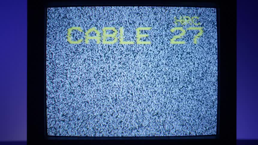 Static and text flash on a crt style television