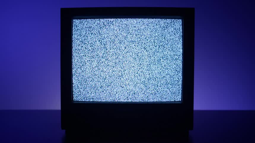 The static is flickering on the television screen