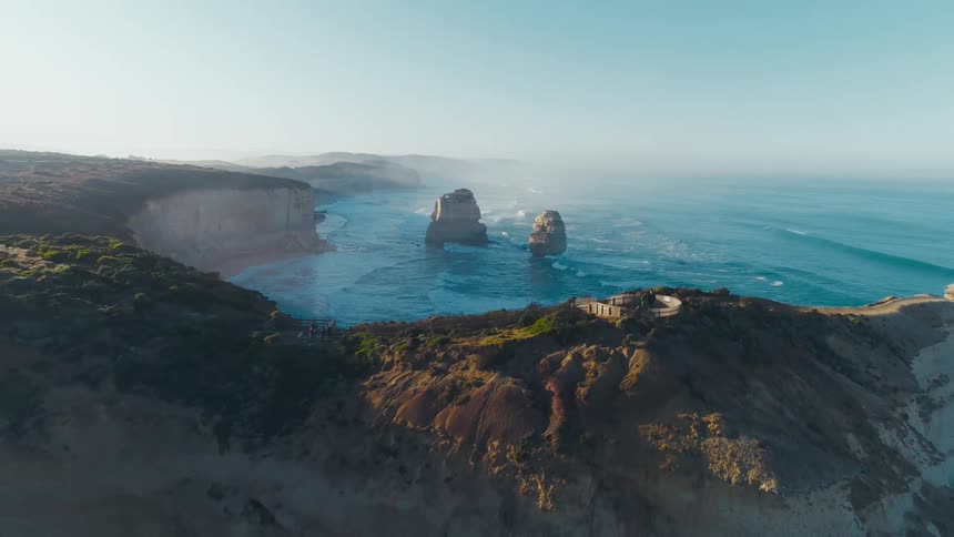 Sea stacks reveal on a misty morning
