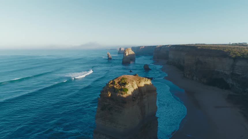Sunrise on sandstone cliffs at the bottom of Australia, 12 Apostles, Great Ocean Road